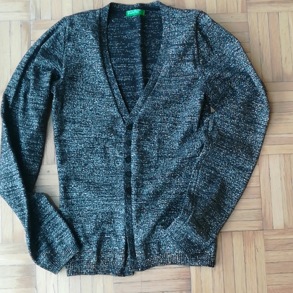 Fitted metallic wool cardigan from Benetton